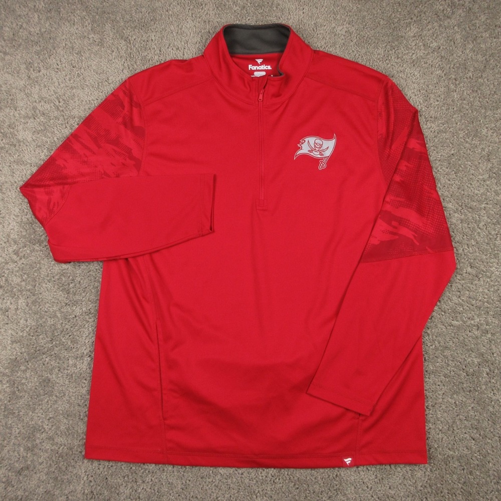 Tampa Bay Buccaneers Sweater Mens XL Red Fanatics Performance 1/4 Zip Pullover